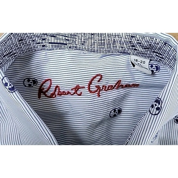 ROBERT GRAHAM YOUTH XL‎ (18-20) DRESS SHIRT AOP SKULLS, STRIPED, STRETCH - Picture 6 of 10